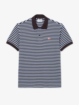 Lacoste - Men Blue Classic Fit Textured Striped Polo Shirt