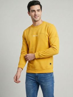Lee - Men Yellow Cotton Fleece Slim Fit Sweatshirt