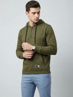 Lee - Men Green Cotton Blend Slim Fit Hoodie