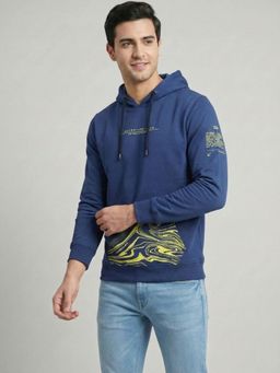 Lee - Men Blue Pure Cotton Slim Fit Hoodie