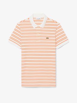 Lacoste - Men Orange Classic Fit Striped Petit Pique Polo Shirt
