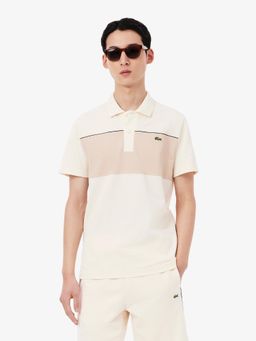 Lacoste - Men Beige Regular Fit Colour-Block Pique Polo Shirt