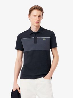 Lacoste - Men Black Regular Fit Colour-Block Pique Polo Shirt