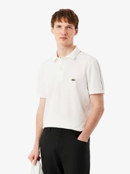 Lacoste - Men White Regular Fit Logo Stripe Polo Shirt