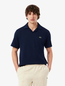 Lacoste - Men Blue Classic Fit Cotton-Linen Polo Shirt