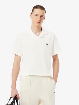 Lacoste - Men White Classic Fit Cotton-Linen Polo Shirt