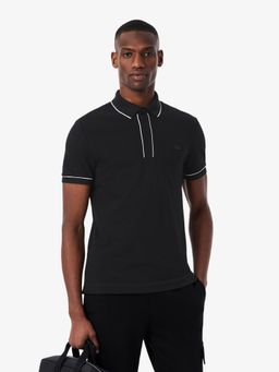 Lacoste - Men Black Regular Fit Paris Stretch Pique Polo Shirt