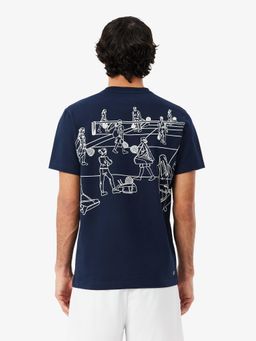 Lacoste - Men Blue Ultra Dry Printed Tennis T-shirt