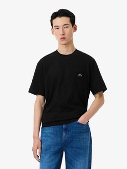 Lacoste - Men Black Cotton T-shirt with Breast Pocket