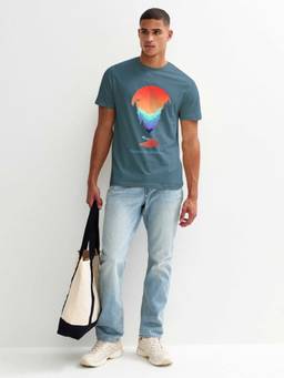 PRONK - Men Teal Escape the ordinary Half Sleeve T-Shirt