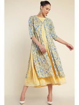 Soch - Women Yellow Cotton Printed Kurta (Set of 2)