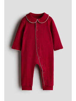 H&M - Girls Red Collared Cotton Sleepsuit