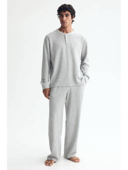 H&M - Men Grey 2-Piece Waffled Loungewear Set