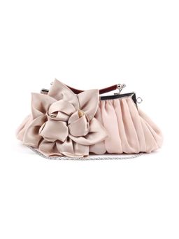 Odette - Exquisite Beige Pleated Floral Clutch for Women