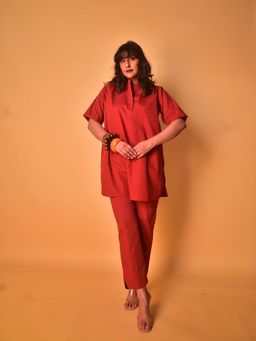 WHY SO BLUE - Rust Solid/Plain Mati Co-Ord (Set of 2)