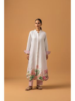 Naseebo - White Lotus Dream Linen Premium Kurta with Pant