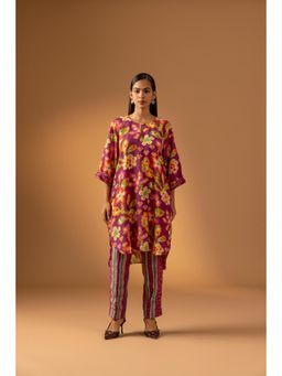 Naseebo - Magenta Reverie Muslin Kurta with Pant - Purple