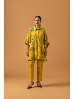 Naseebo - Mustard Haze Muslin Kurti with Pant - Yellow