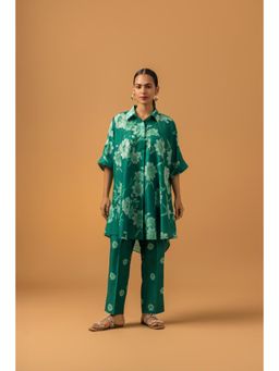 Naseebo - Emerald Whisper Muslin Kurta with Pant - Green