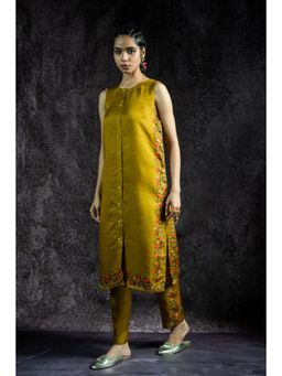 UDD DESIGN - Kamal Leela Metallic Olive Kurta with Pant