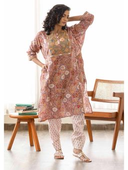 Maitri Jaipur - Dusty Pink Sanganer Print Kurta with Pant