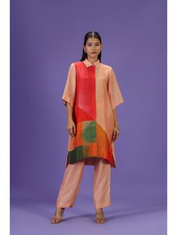 Label Radini - Tangerine Bliss Mid Length Kurta with Pant - Peach