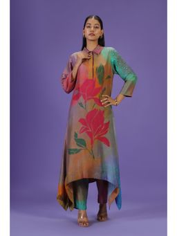 Label Radini - Mystic Petals Long Kurta with Pant - Multi-Color