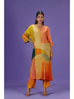 Label Radini - Sunkissed Aura Long Kurta with Pant - Multi-Color
