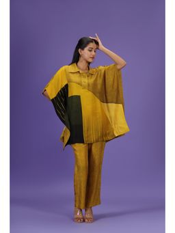Label Radini - Golden Mirage Short Kaftan with Pant - Mustard