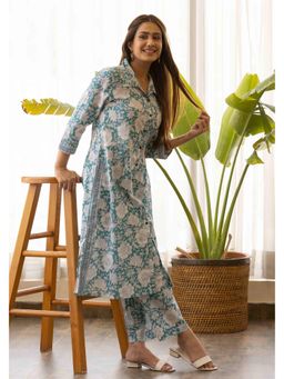Maitri Jaipur - Persian Blue Sanganer Print Co-Ord Set
