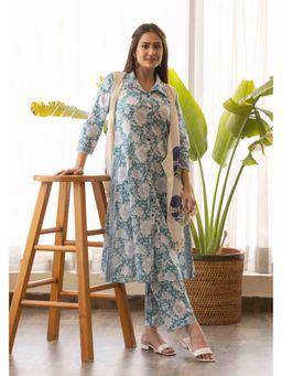 Maitri Jaipur - Persian Blue Kurta with Pant and Jacket