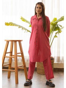 Maitri Jaipur - Amaranth Red Discharge Print Co-Ord Set