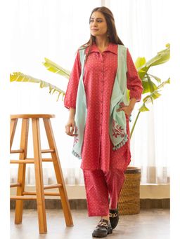 Maitri Jaipur - Amaranth Red Kurta with Pant and Jacket