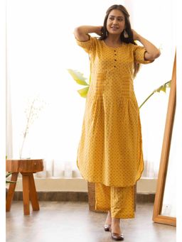 Maitri Jaipur - Gold Yellow Discharge Print Co-Ord Set
