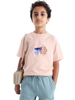 RARE ONES - Peach Printed Regular Fit T-Shirt