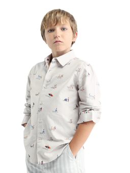 RARE ONES - Grey Printed Regular Fit Shirt