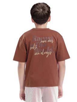 RARE ONES - Brown Printed Oversized Fit T-Shirt