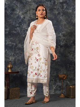 Saatvikei - Siya - Ivory Kurta with Palazzo and Dupatta - Limited Edition (Set of 3)