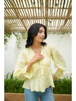 Femme Sequel - Yellow Schiflli Cotton Top