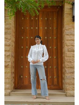 Femme Sequel - White Lace Cotton Shirt