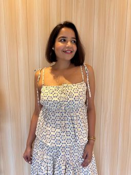 Label Tanvee - Bloom Garden Cotton Tie-Up Top