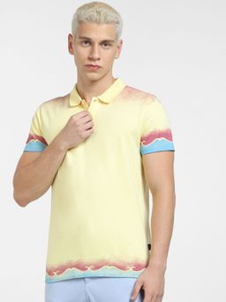 Jack & Jones - Yellow Graphic Print Polo T-shirt
