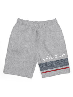 HELLCAT - Trendy Grey Melange Typographic Shorts for Boys