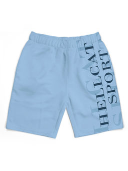 HELLCAT - Trendy Sky Blue Typographic Shorts for Boys