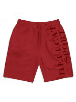 HELLCAT - Trendy Maroon Typographic Shorts for Boys