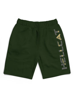 HELLCAT - Trendy Olive Green Typographic Shorts for Boys