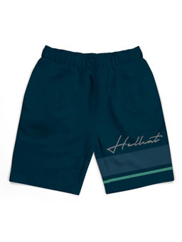 HELLCAT - Trendy Petrol Blue Typographic Shorts for Boys