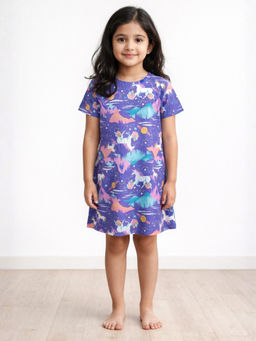 ANTHRILO - Unicorn Planet Night Dress Purple