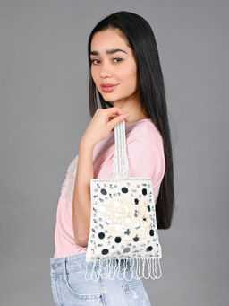 Odette - Off White Jute Embellished Potli Bag