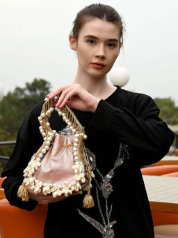 Odette - Peach Glitter Embellished Potli Bag